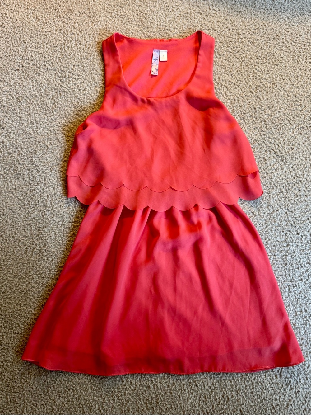Scalloped Layer Pink Dress
